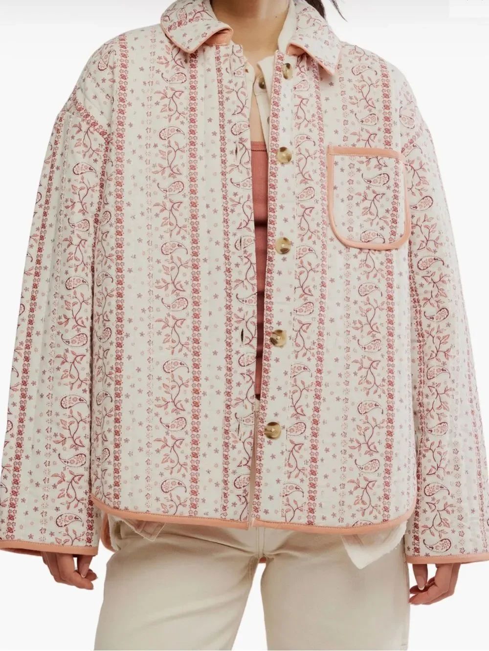Free People Alexie Print Boxy Quilted Jacket Size XS